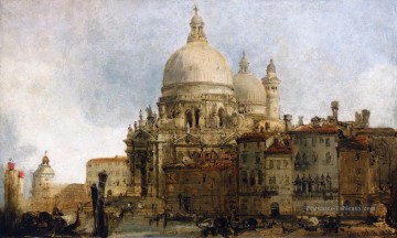 venise Tableau Peinture - vue de l’église de Santa Maria della Salute sur le grand canal de Venise avec le Dogana au delà 1851 David Roberts